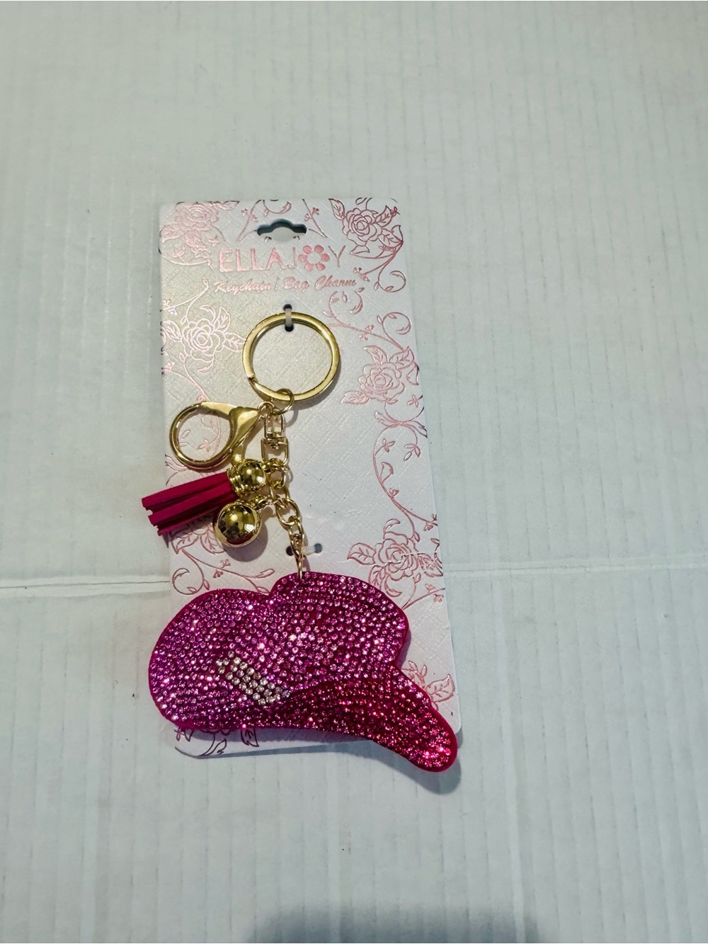 ELLA JOY Pink cowboy hat bag charm Keychain BNWT